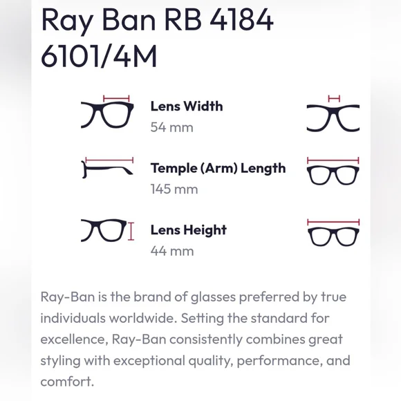 Ray Ban Wayfarer Original Lenses RB 4184 6101/4M 54-17 2N 